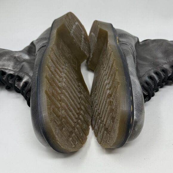 Dr Doc Martens 10183 Combat Boots Womens 7 Silver 14 Eyelet Zip Lace Up Goth - Picture 15 of 15